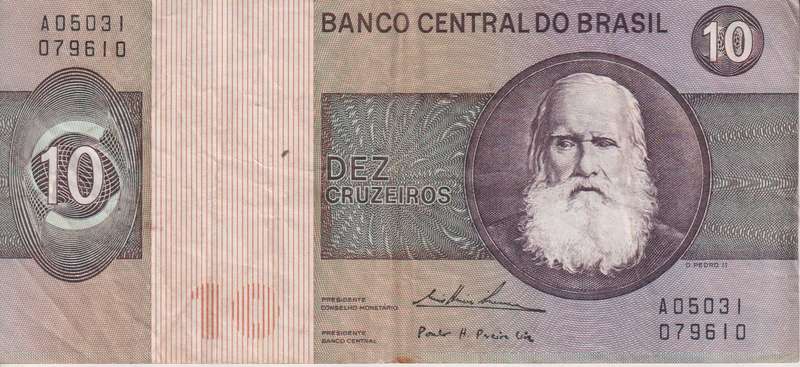 Brazil 10 Cruzeiros  1974 P193b  VF