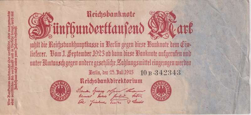 GERMANY 50,000 MARK REICHSBANKNOTE 1923 P92 VF (USED)