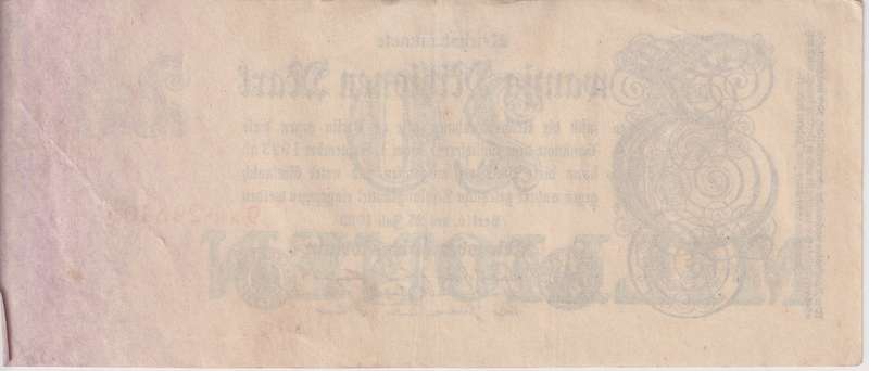 GERMANY 20,000,000 (20 MILLION) MARK REICHSBANKNOTE 1923 P97 VF (USED)