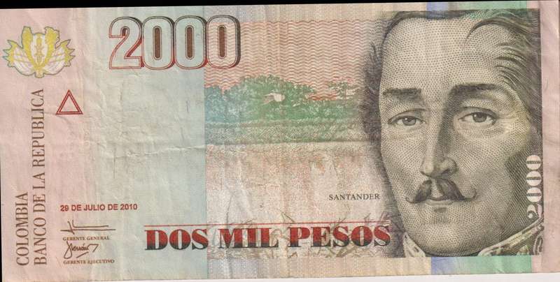 Colombia 2,000 Pesos 2010 P-457 VF