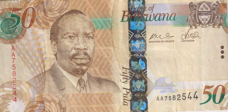 BOTSWANA - 50 PULA 2000 P22 AA SERIAL#  VF
