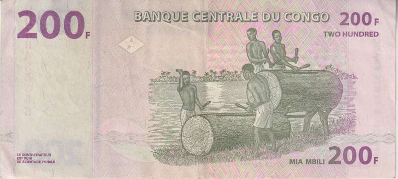 Congo Democratic Republic 200 Francs Banknote, 2022  P-99 VF