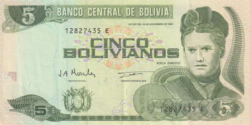 BOLIVIA 5 BOLIVIANOS 2001 SERIES E P203c XF