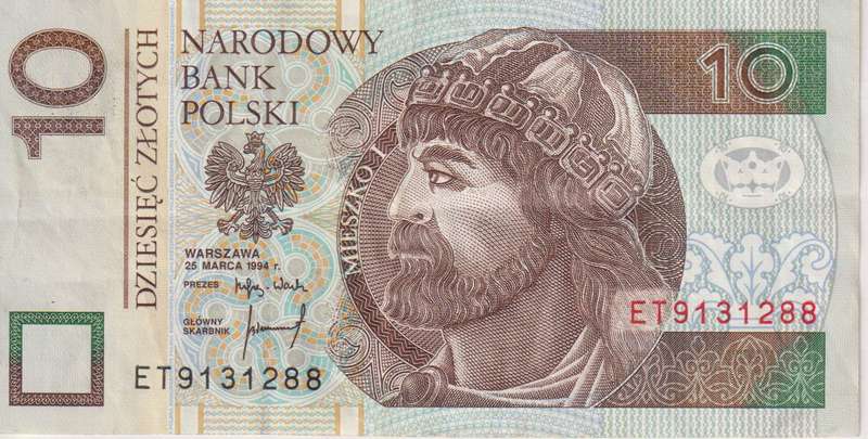 POLAND 10 ZLOTYCH 1994 P173  VF