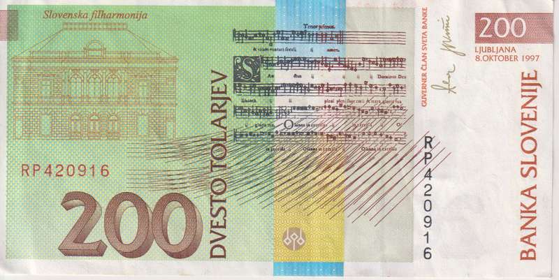 SLOVENIA 200 TOLARJEV P15b 1997 VF