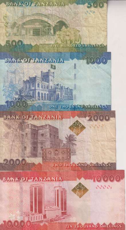 TANZANIA 500, 1000, 2000 10000 shillings 2015 P40-P44 VF