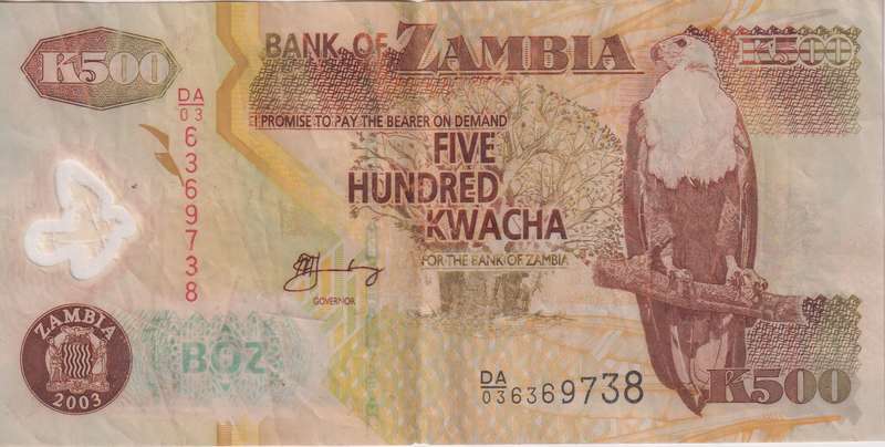 ZAMBIA 500 Kwacha 2003 P43 VF