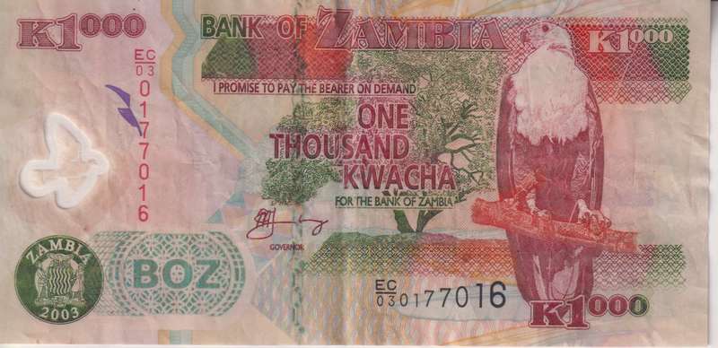ZAMBIA 1000 Kwacha 2003 P44  VF