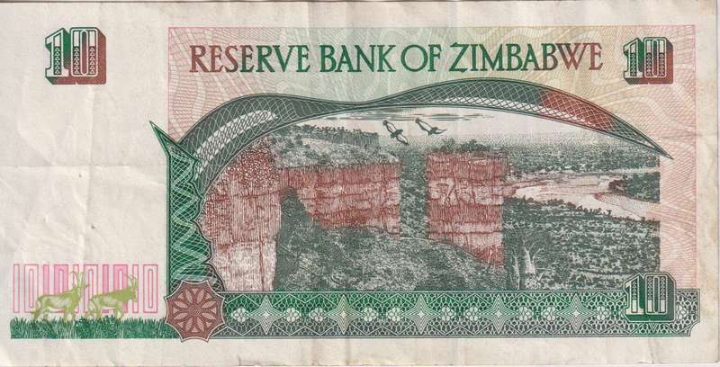 ZIMBABWE 10 DOLLARS P6 1995 VF