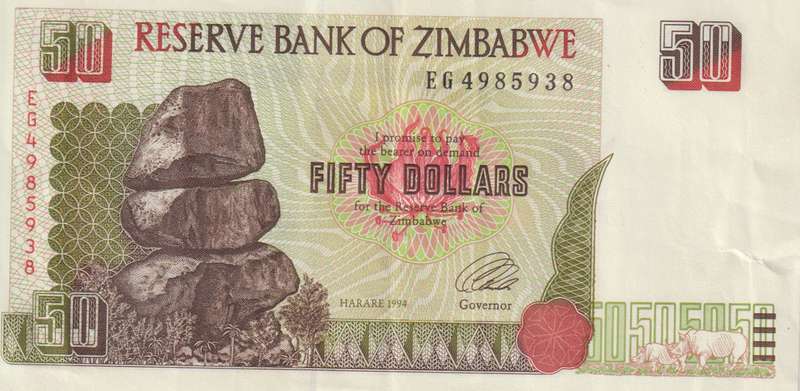 ZIMBABWE 50 DOLLARS P8 1994 VF