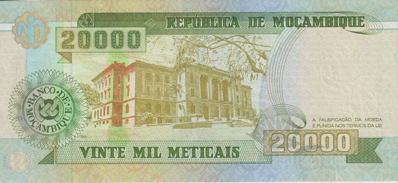 MOZAMBIQUE 20000 METICALS 1999 P140  UNC