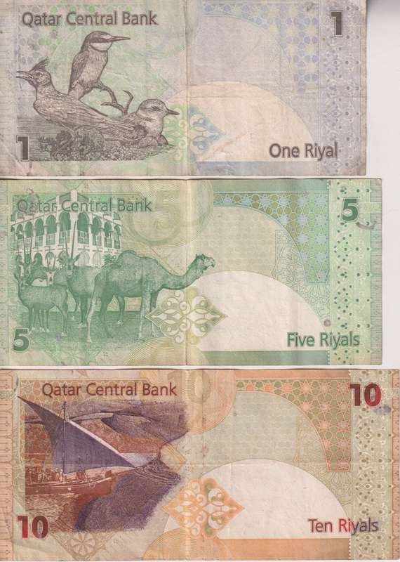 QATAR 1, 5, 10 RIYAL 2003  P20, P21, P22 VF