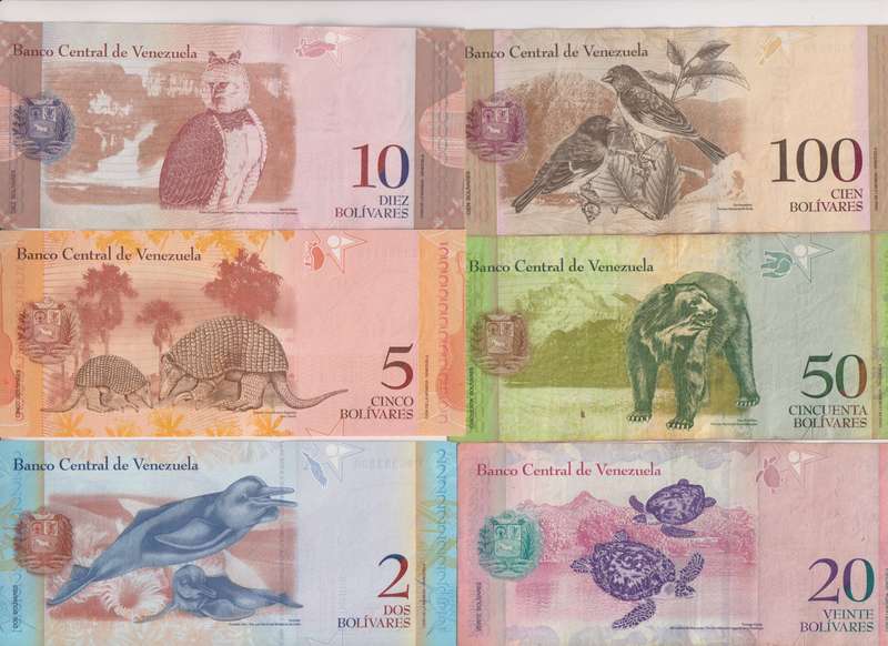21 Pieces Set - Venezuela 2-100,000 Bolivar Fuerte & 2-500 Soberano  2007-2018, P-88-108, USED & UNC