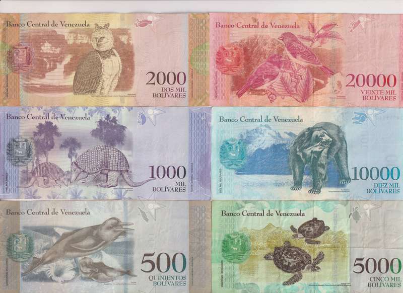 21 Pieces Set - Venezuela 2-100,000 Bolivar Fuerte & 2-500 Soberano  2007-2018, P-88-108, USED & UNC