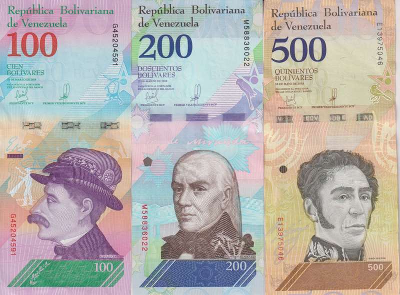21 Pieces Set - Venezuela 2-100,000 Bolivar Fuerte & 2-500 Soberano  2007-2018, P-88-108, USED & UNC