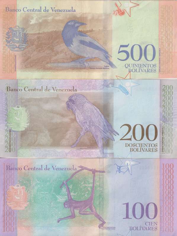21 Pieces Set - Venezuela 2-100,000 Bolivar Fuerte & 2-500 Soberano  2007-2018, P-88-108, USED & UNC