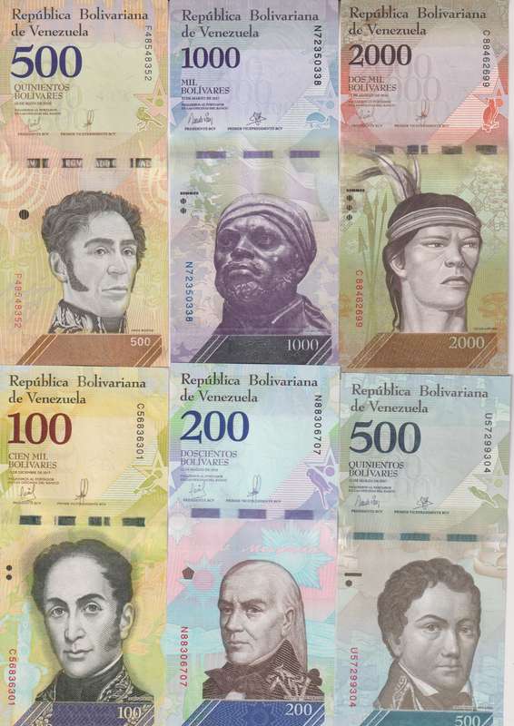 21 PIECES SET - Venezuela 2-100,000 Bolivar Fuerte & 2-500 Soberano , 2007-2018, P-88-108, ALL UNC
