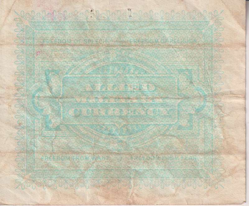 ITALY 5 LIRE 1943 PM#12 VF (ALLIED MILITARY WW2)