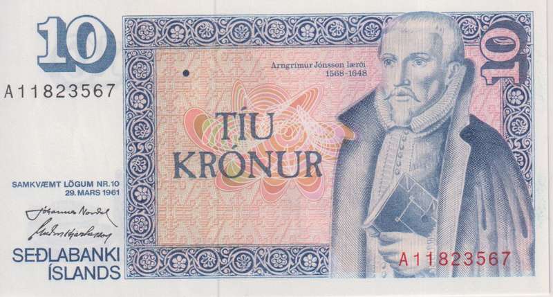 ICELAND 10 KRONUR (1961)1981-84 P48 UNC