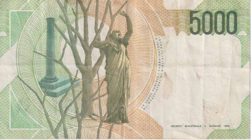 Italy 5000 Lire, 1985, P-111 VF