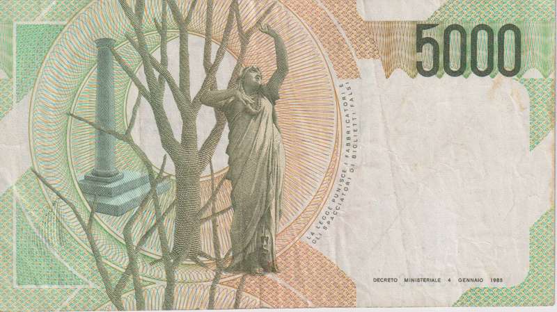 Italy 5000 Lire, 1985, P-111 VF