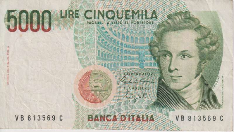 Italy 5000 Lire, 1985, P-111 VF