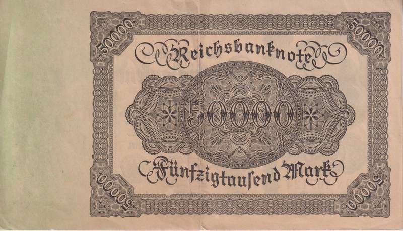 GERMANY 50,000 MARK REICHSBANKNOTE 1922 P79 XF (USED)