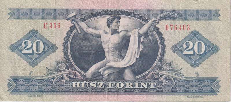 HUNGARY 20 FORINT 1975 P 169f VG -Tear  (USED)