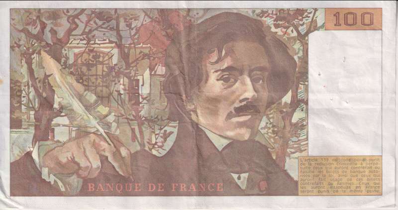 FRANCE 100 FRANCS 1985 P154 VF (Pin holes)