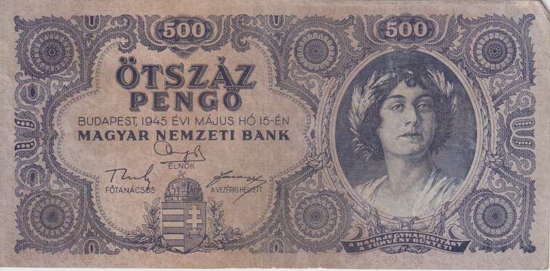 WW2 - HUNGARY 500 PENGO  1945 P117  VF