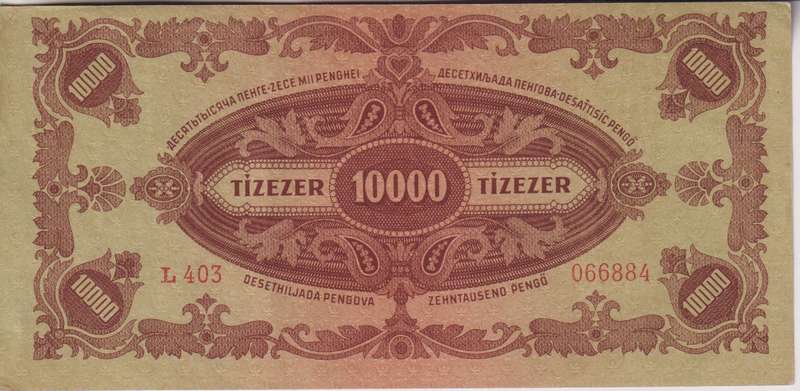 WW2 - HUNGARY 10000 PENGO  1945 P119  XF/A-UNC