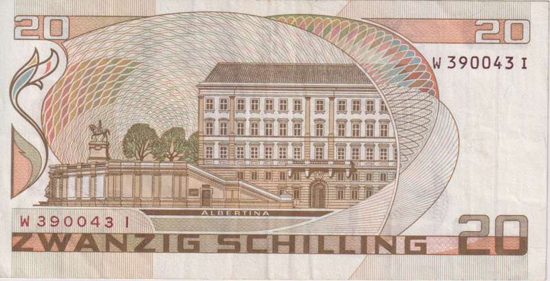 AUSTRIA 20 SHILLINGS 1986 P148 VF
