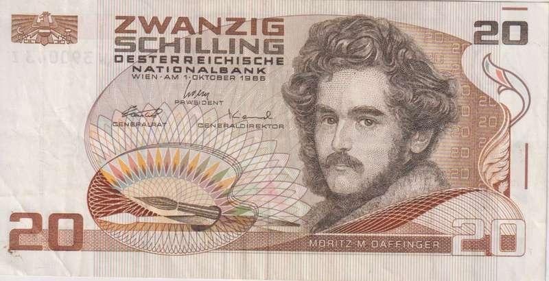 AUSTRIA 20 SHILLINGS 1986 P148 VF