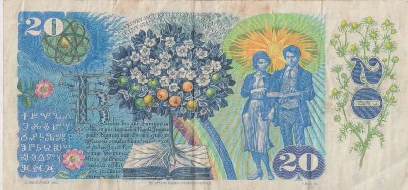 CZECHOSLOVAKIA 20 KORUN 1988 P95 VF