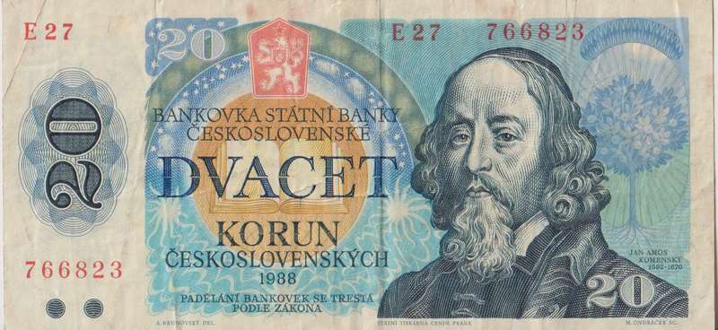 CZECHOSLOVAKIA 20 KORUN 1988 P95 VF