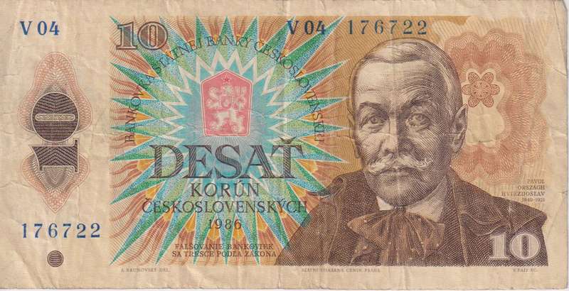 CZECHOSLOVAKIA 10 KORUN 1986 P94 VF