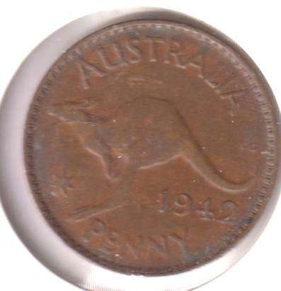 AUSTRALIA  1 PENNY 1942 IN COIN FLIP