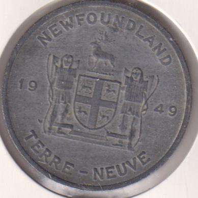 NEWFOUNDLAND  1949 PROVINCIAL ARMS AND FLOWERS MEDALLION IN COIN FLIP