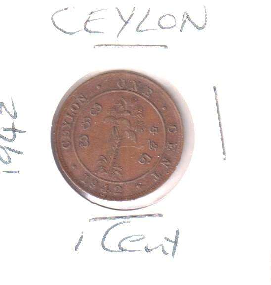 CEYLON  1 CENT  1942 - IN COIN FLIP