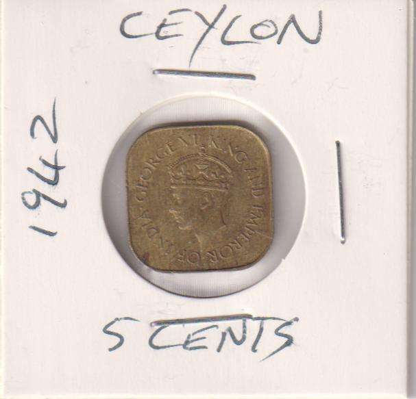 CEYLON  5 CENT  1942 - IN COIN FLIP