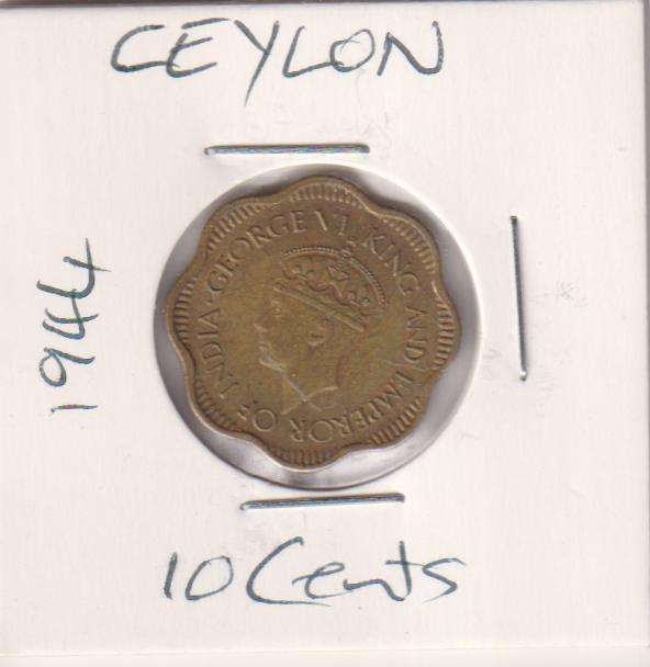 CEYLON  10 CENT  1944 - IN COIN FLIP