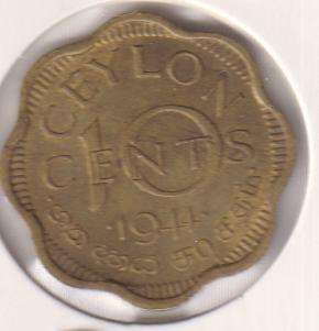 CEYLON  10 CENT  1944 - IN COIN FLIP