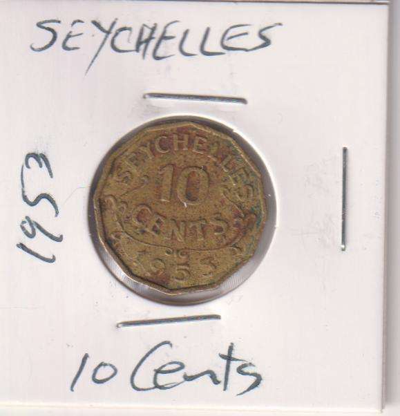SEYCHELLES 10 CENTS 1953 - IN COIN FLIP