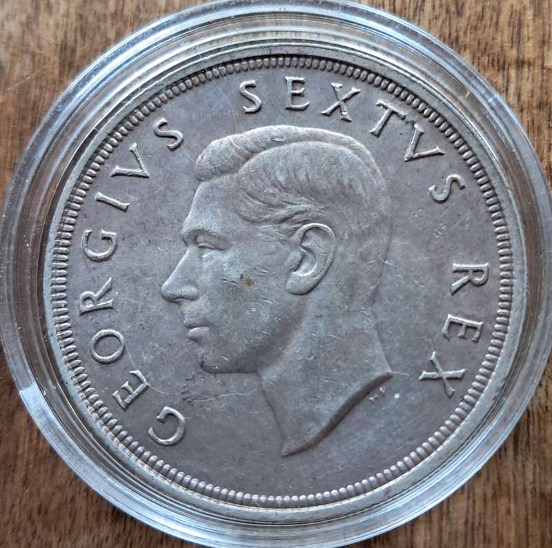 UNION OF SOUTH AFRICA - 1948  5 SHILLINGS - SILVER 0.800 - GEORGE VI - IN CAPSULE