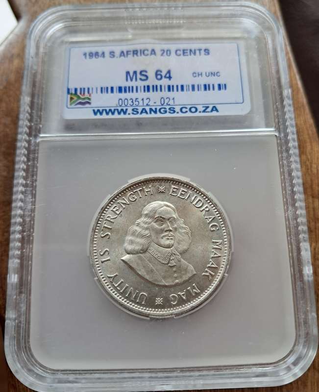 1964  20 Cent -  SILVER - SANGS GRADED MS64