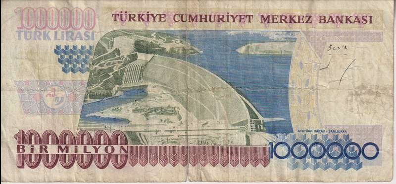 TURKEY 1,000,000 LIRA 1995-96 P209 VG - USED