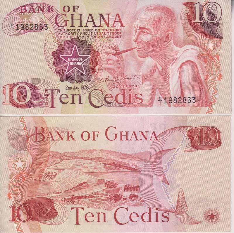 GHANA 10 CEDIS 1978 P16f UNC