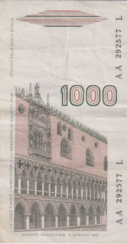 ITALY 1000 Lire (Marco Polo) 1983-88 - P109 VF