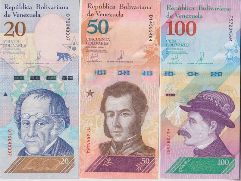 Venezuela 20, 50, 100 Bolivar  UNC