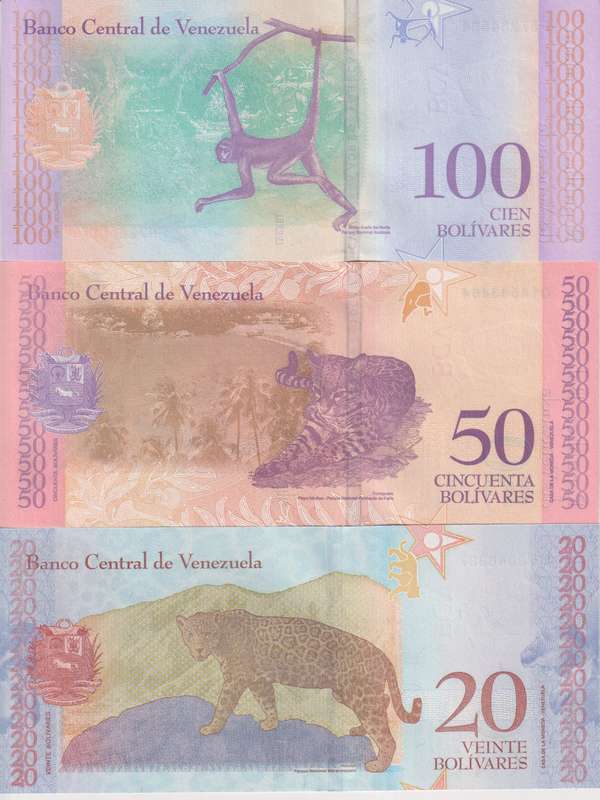 Venezuela 20, 50, 100 Bolivar  UNC